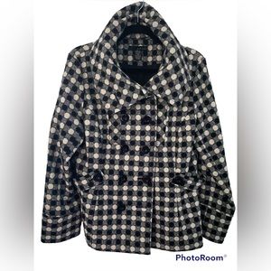 Grace Wool Blend Black & White Peacoat Style Short Coat~Size 12 (runs small)